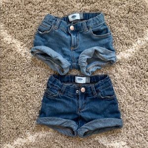 Two pair denim shorts